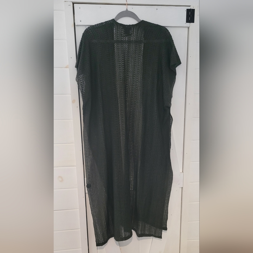 Open Weave Open Front Longline Duster Coverup In … - image 5